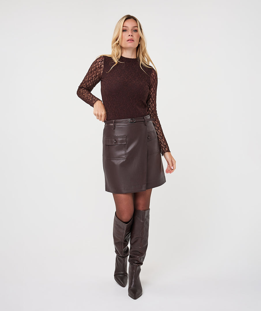 Top Esqualo l/slve lace - Cacao