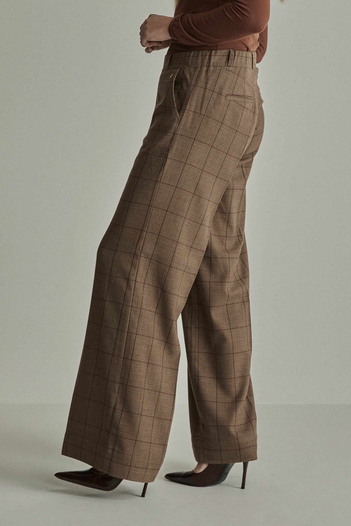 Broek Para Mi Lizzy check - Deep brown