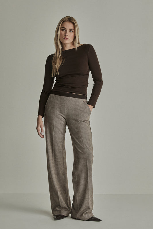 Broek Para Mi Mira elastic knitted jacquards Zigzag brown L32