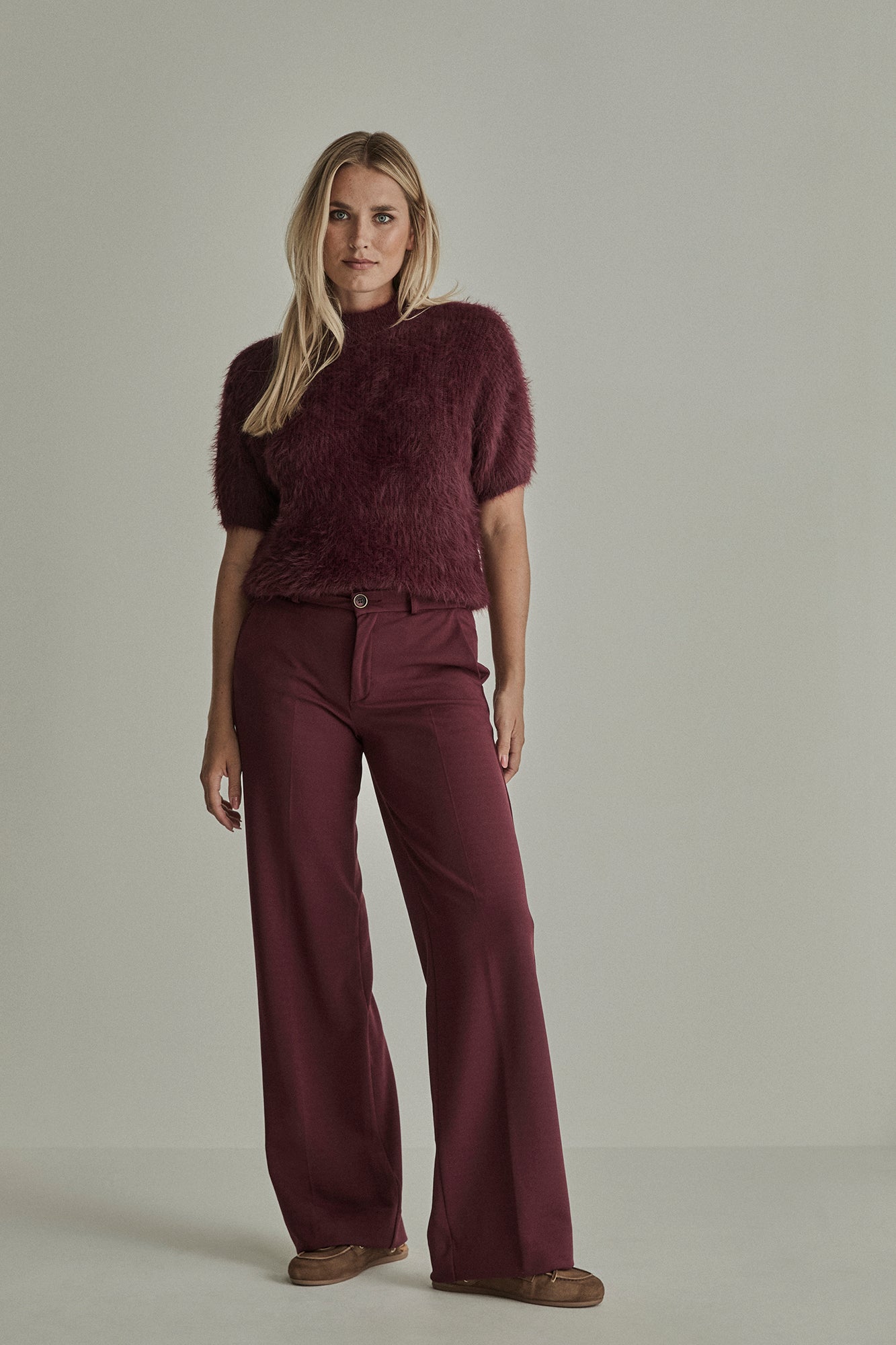 Broek Para Mi Mira elastic crepe burgundy red L32