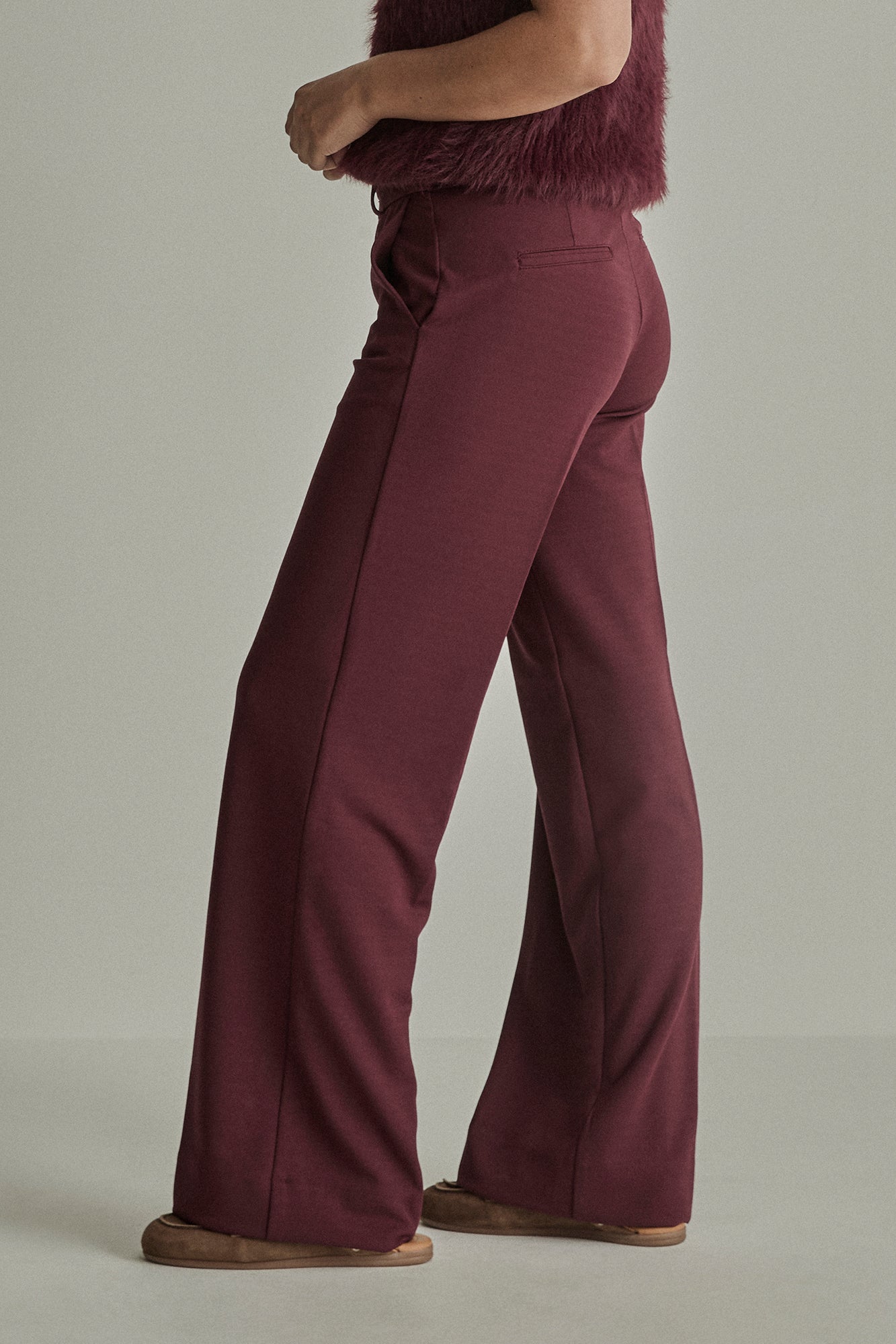 Broek Para Mi Mira elastic crepe burgundy red L32