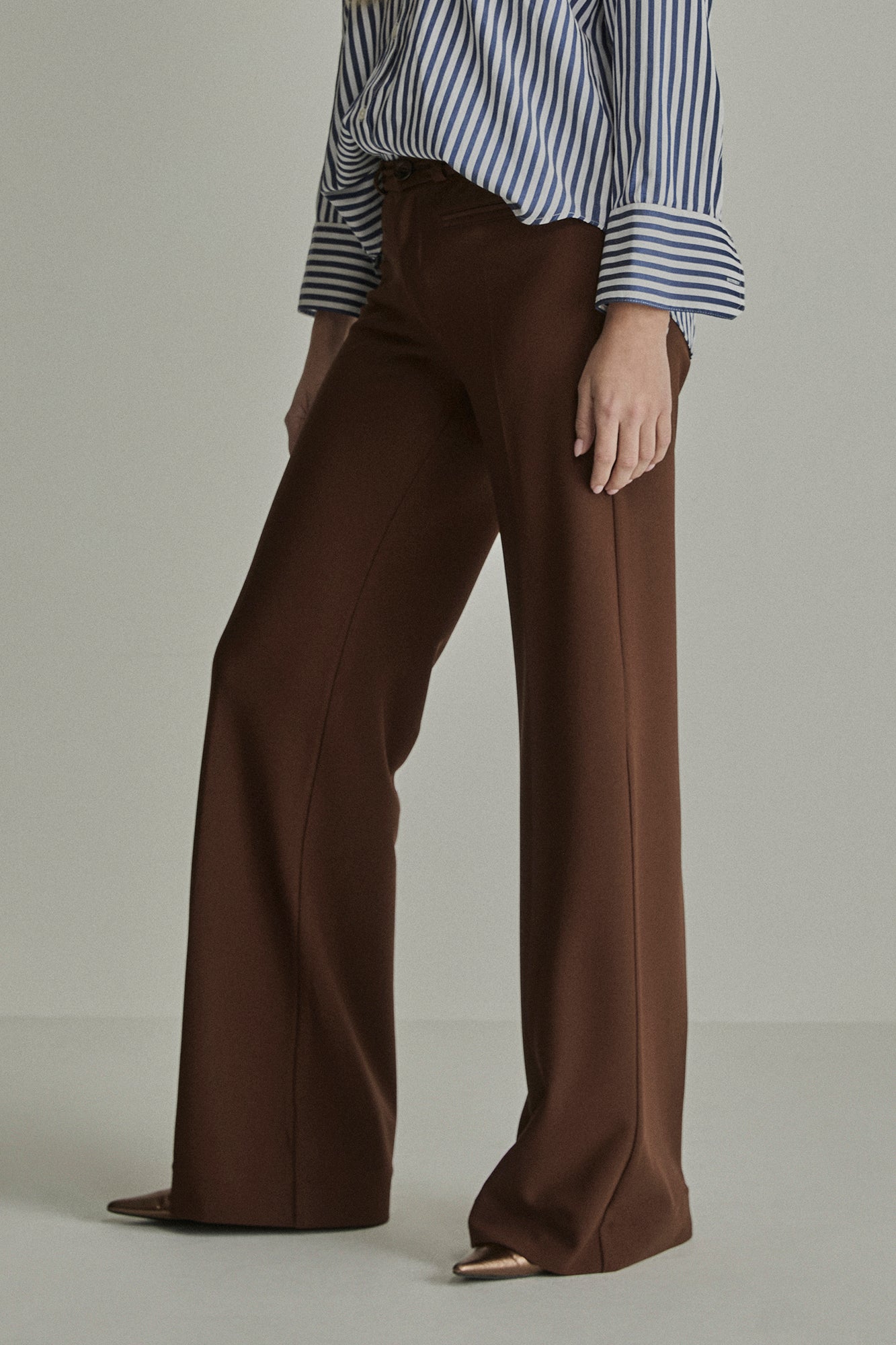 Broek Para Mi Sharon elastic crepe Tiramisu