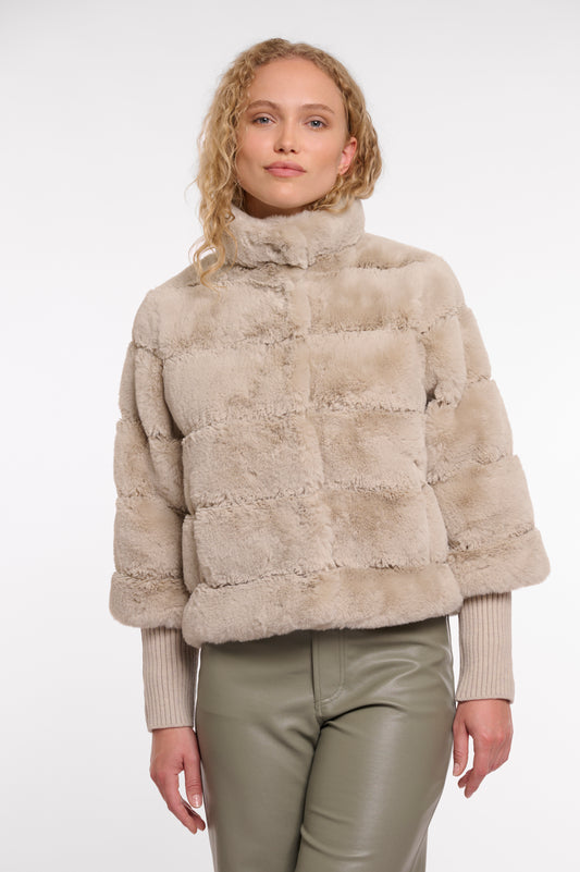 Jas Rino&Pelle Feline Faux fur with knitted sleeves - Birch