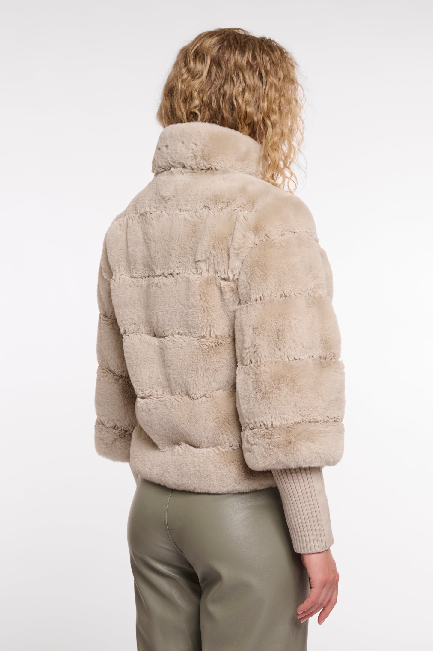 Jas Rino&Pelle Feline Faux fur with knitted sleeves - Birch