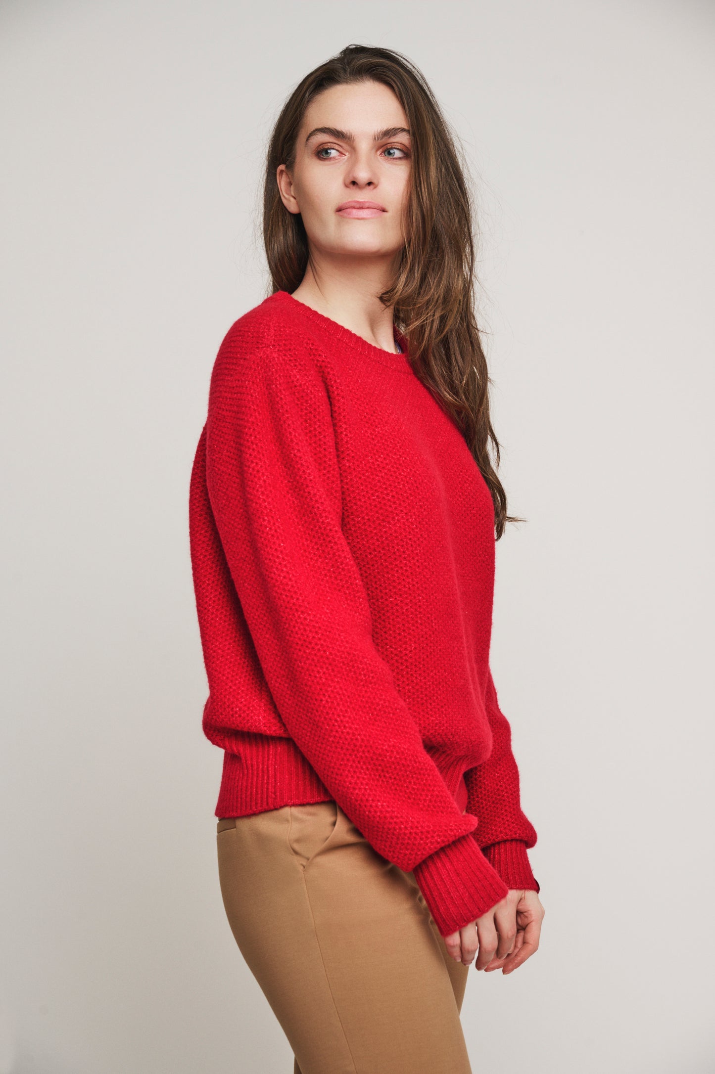 Trui Rino&Pelle Gia round neck sweater - Red berry