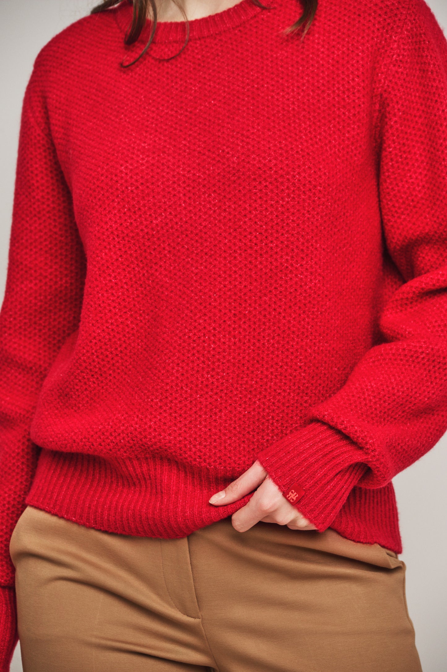 Trui Rino&Pelle Gia round neck sweater - Red berry