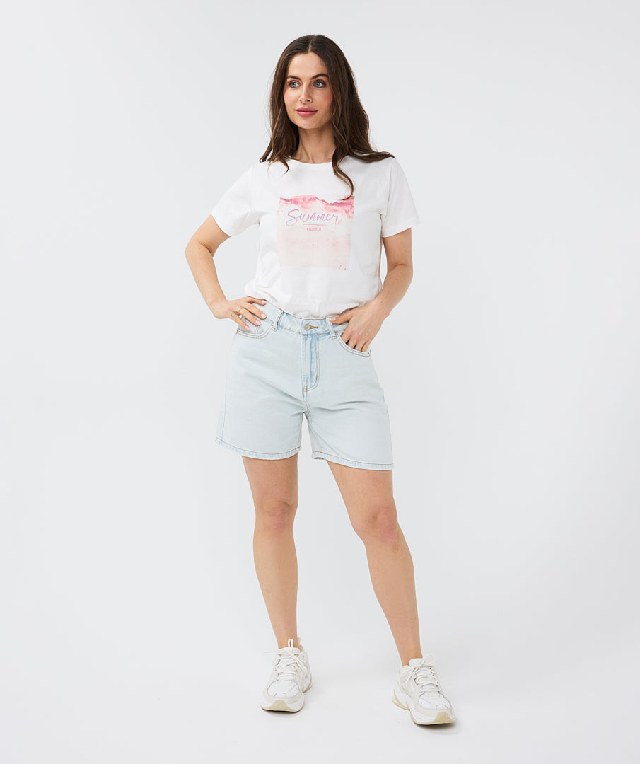 T-shirt Esqualo 'Summer' - Off white/pink
