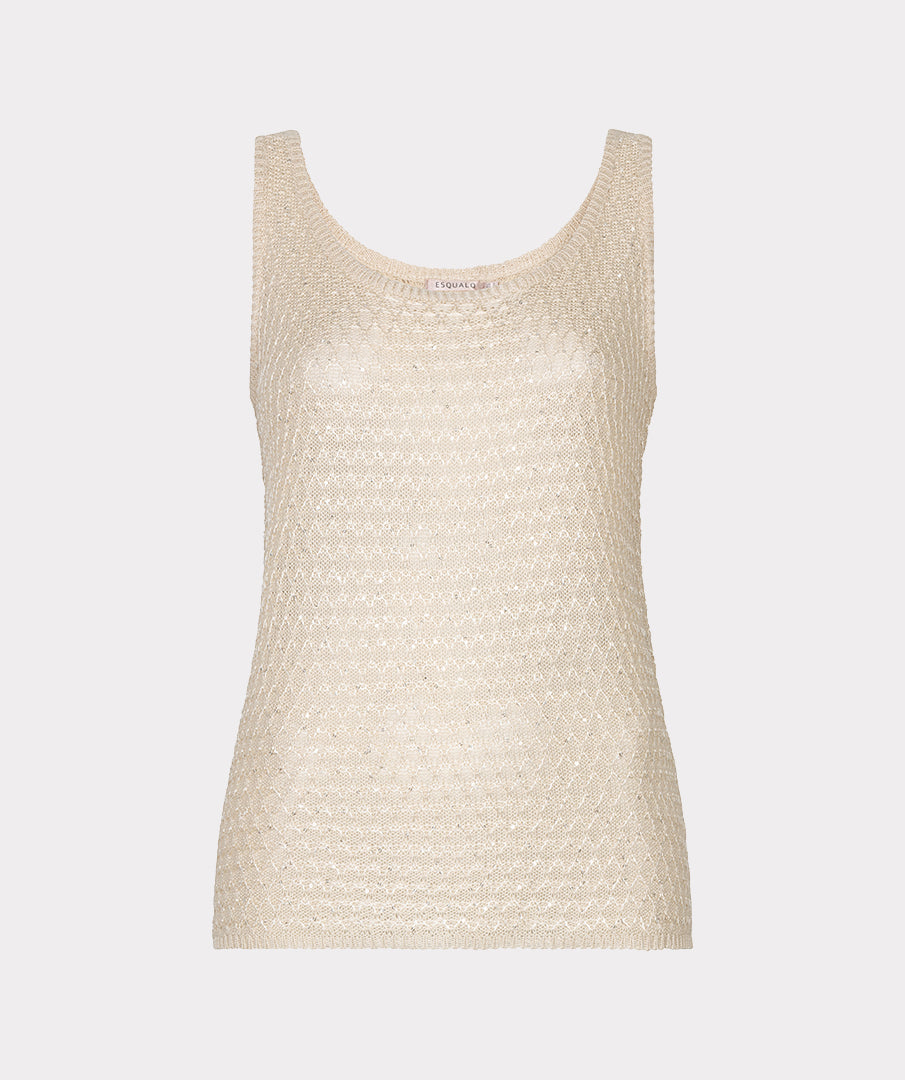Top Esqualo knit sequins - Natural