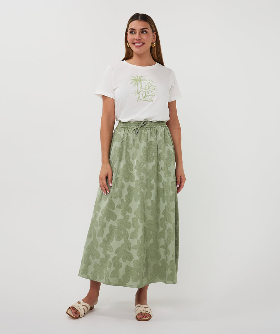 T-Shirt Esqualo 'Palm' embroidery - Off white/green