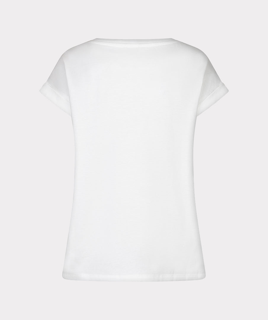T-Shirt Esqualo rolled up slve 'cotes d'amour' - Off white/pink