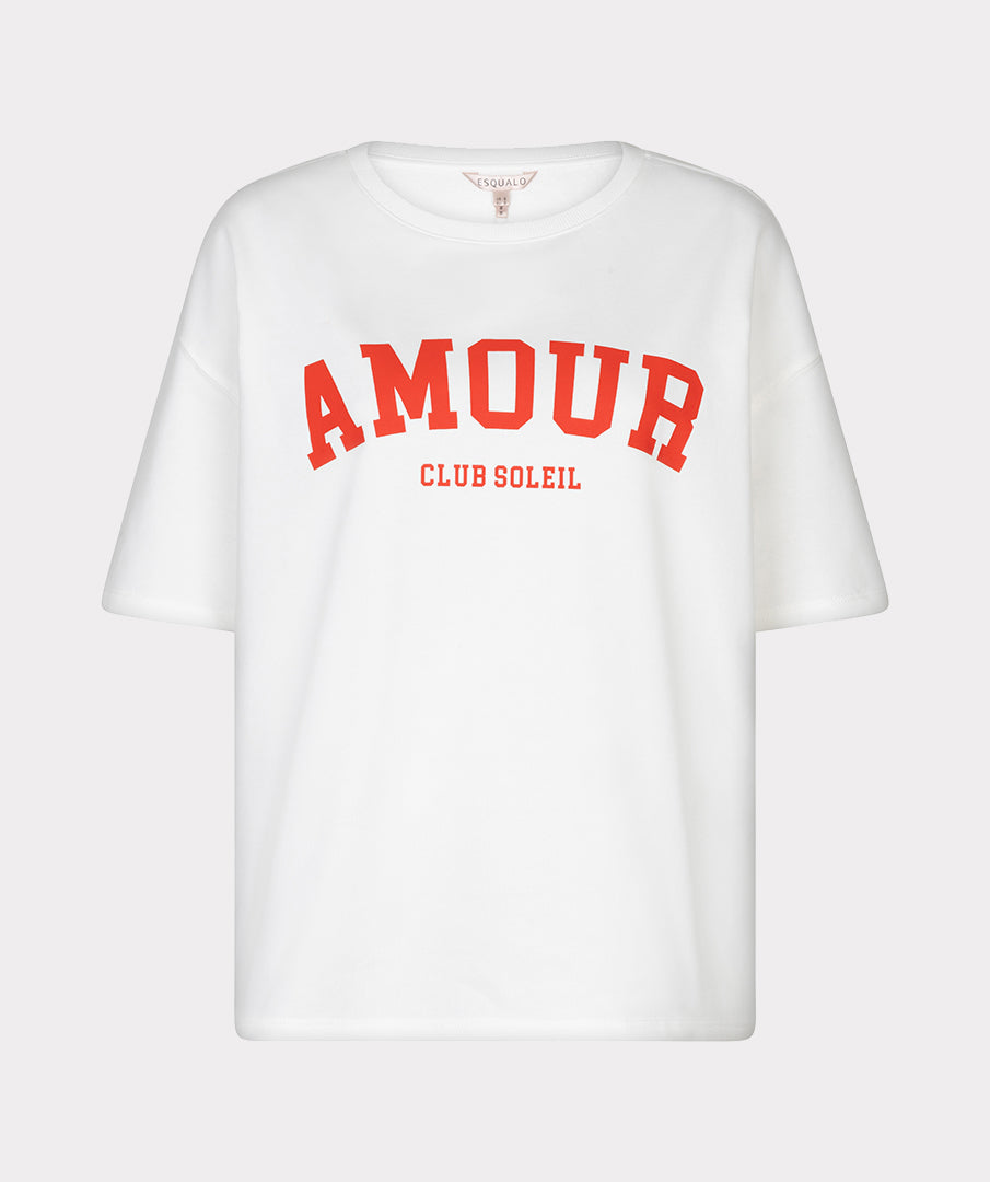 T-Shirt Esqualo French terry - Off white/red