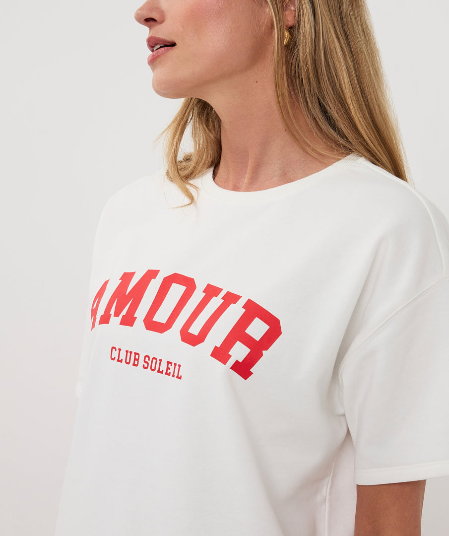T-Shirt Esqualo French terry - Off white/red