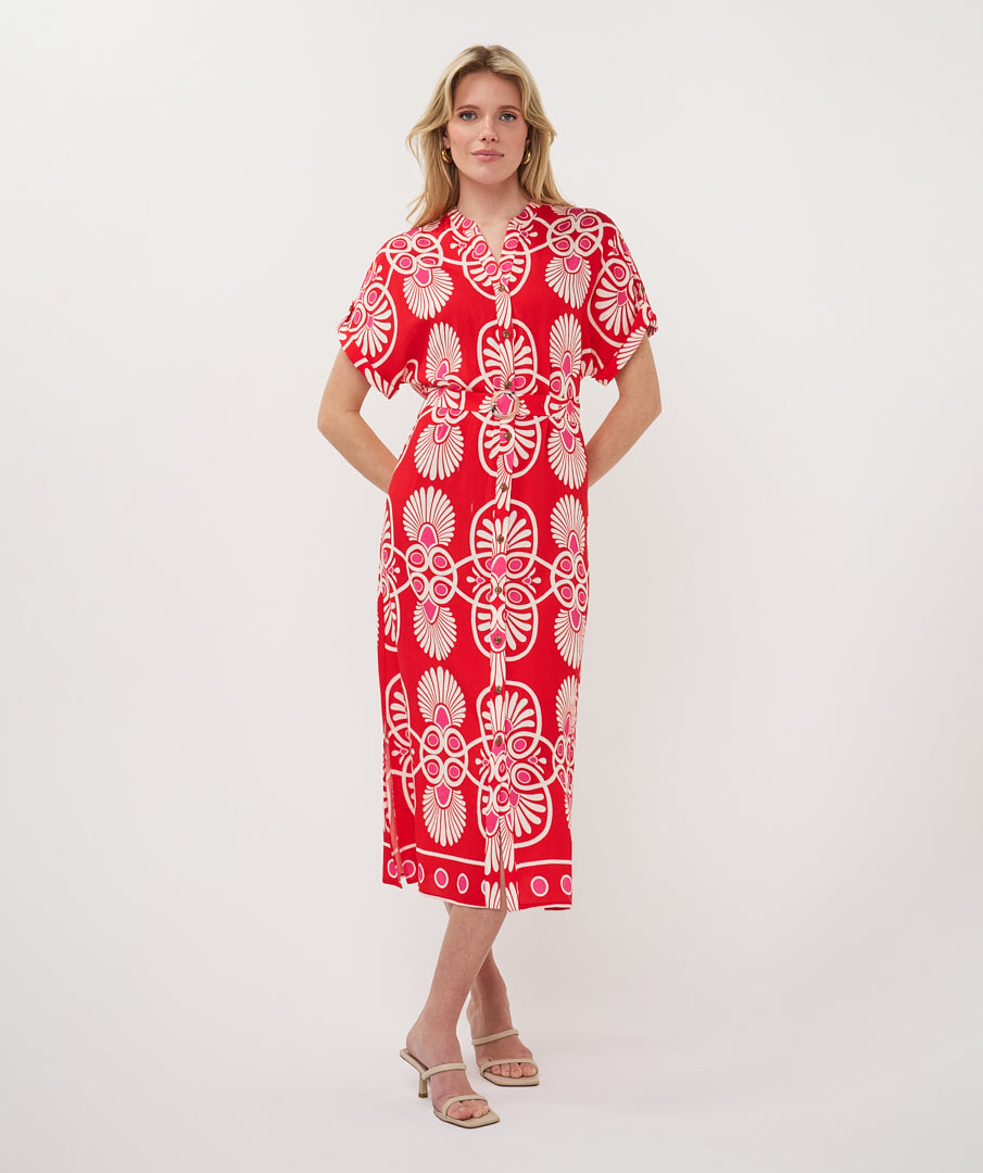 Jurk Esqualo long heartfelt - Red print