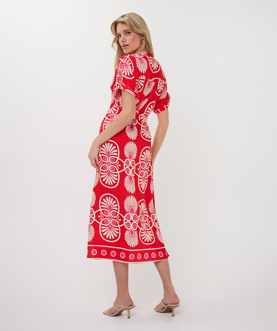 Jurk Esqualo long heartfelt - Red print