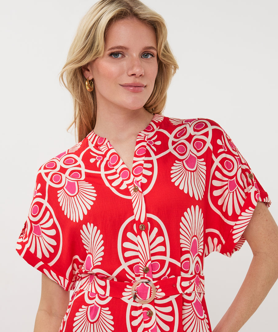 Jurk Esqualo long heartfelt - Red print