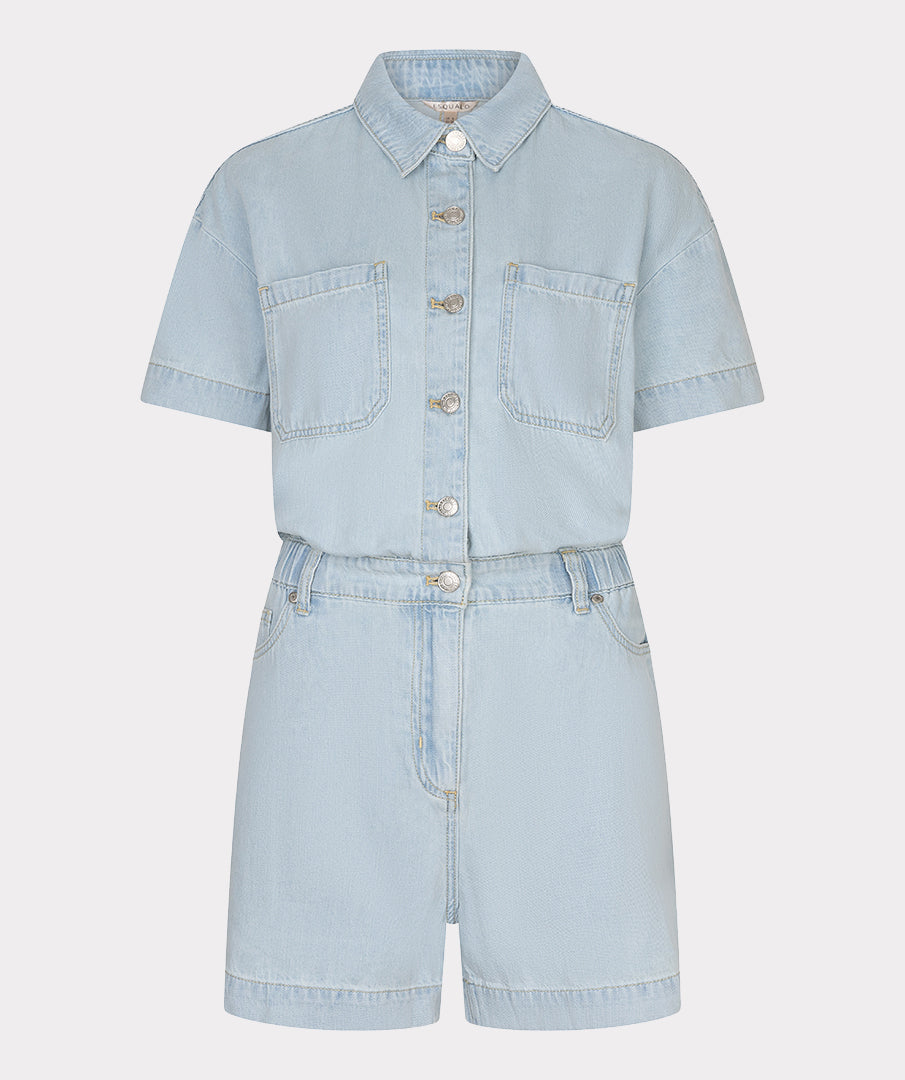 Jumpsuit Esqualo short denim - Light jeans blue