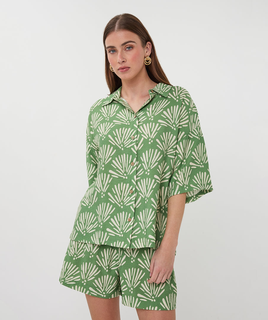 Blouse Esqualo Tropical print - Jungle green