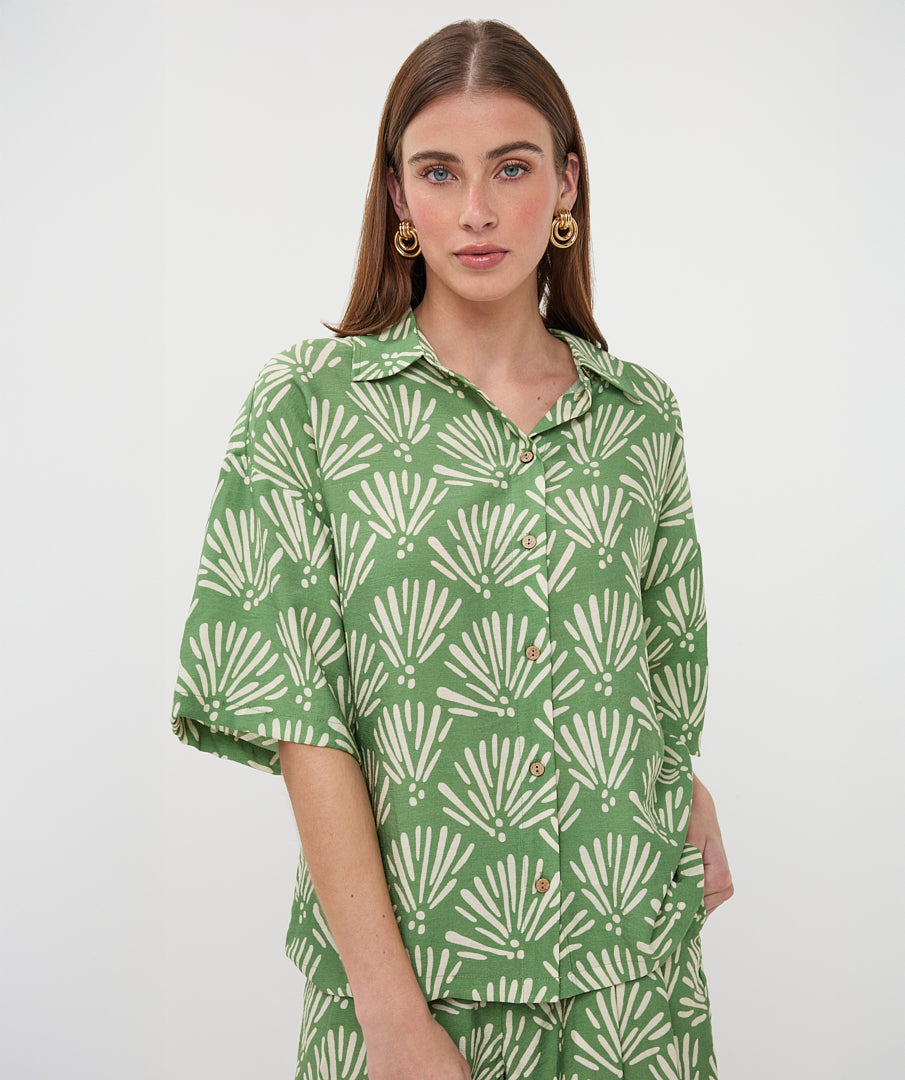Blouse Esqualo Tropical print - Jungle green