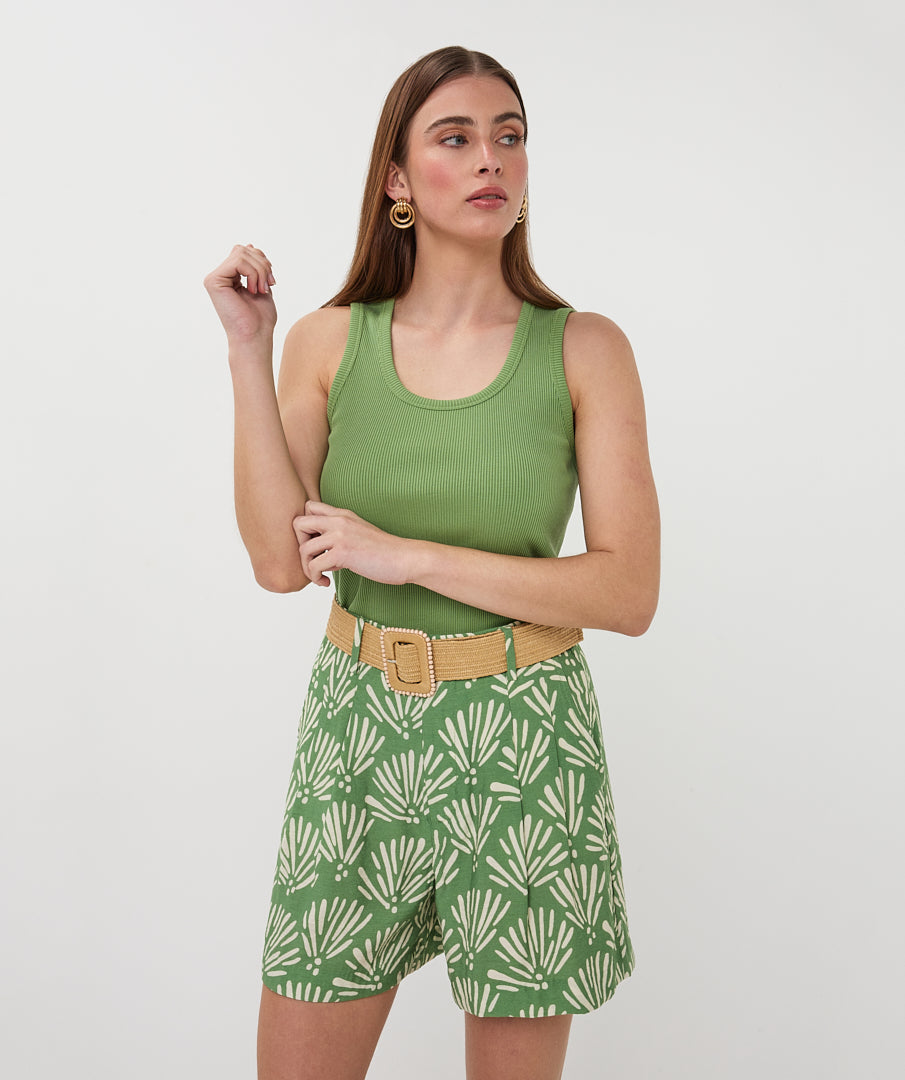 Short Esqualo Tropical print - Jungle green