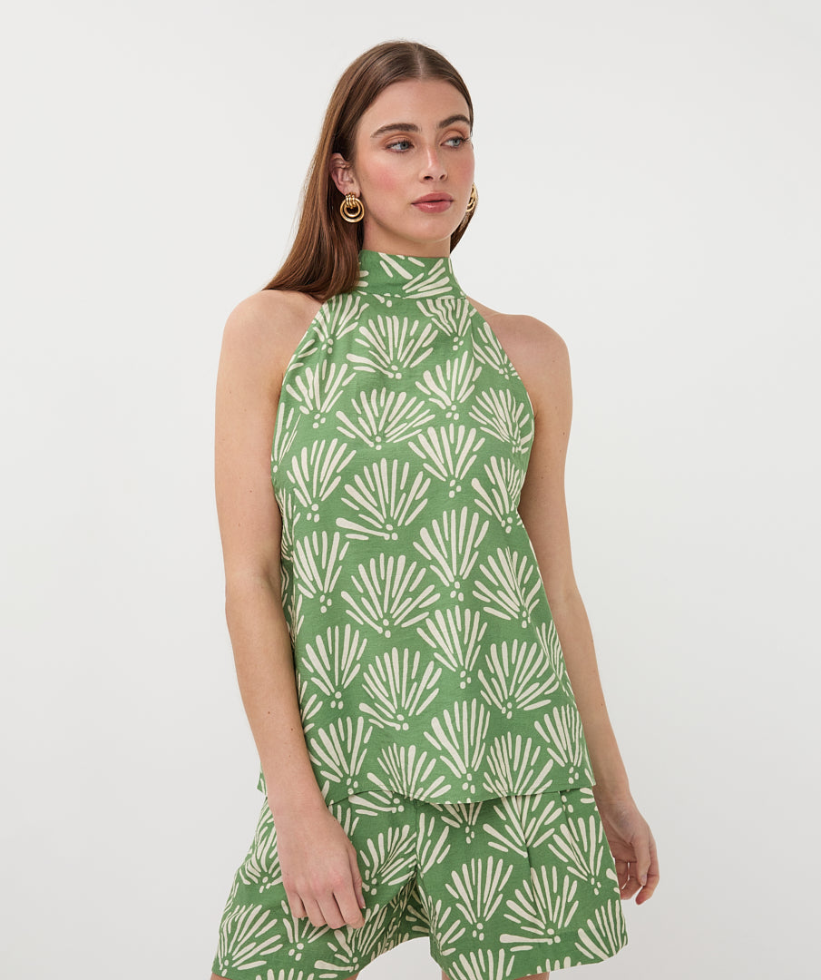 Top Esqualo Tropical print - Jungle green