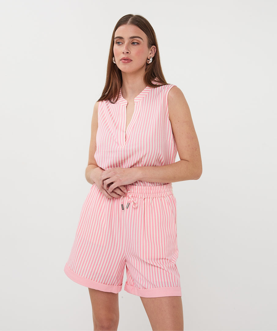 Top Esqualo slv/lss stripe - Off white/pink
