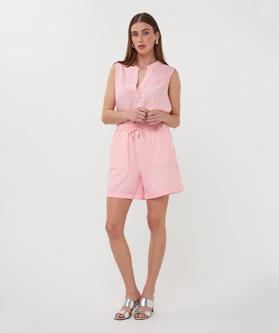 Top Esqualo slv/lss stripe - Off white/pink