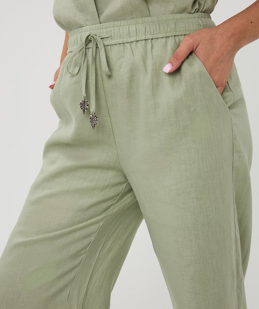 Broek Esqualo linen - Soft green