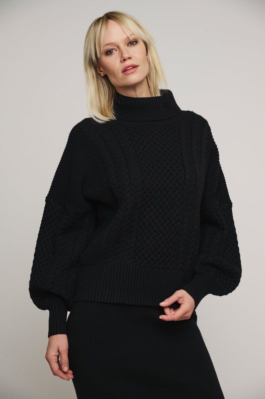 Trui Rino&Pelle Kaira relaxed cable sweater - Black