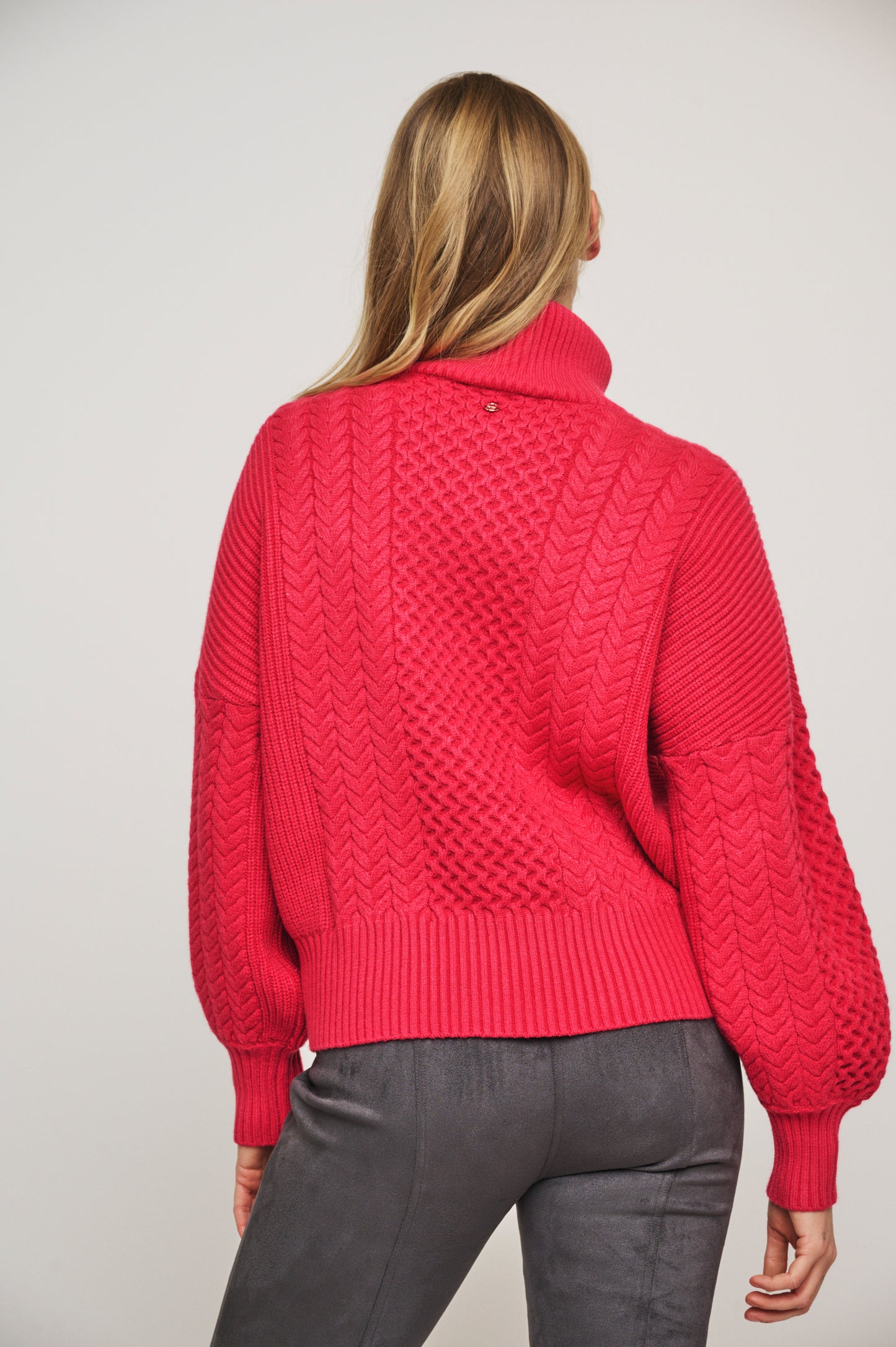 Trui Rino&Pelle Kaira relaxed cable sweater - Red berry