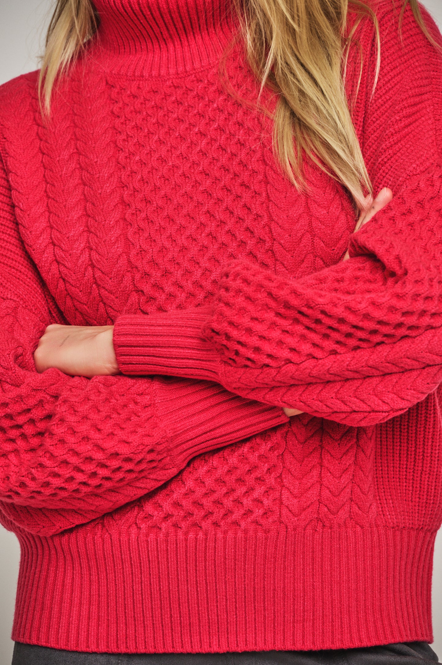 Trui Rino&Pelle Kaira relaxed cable sweater - Red berry