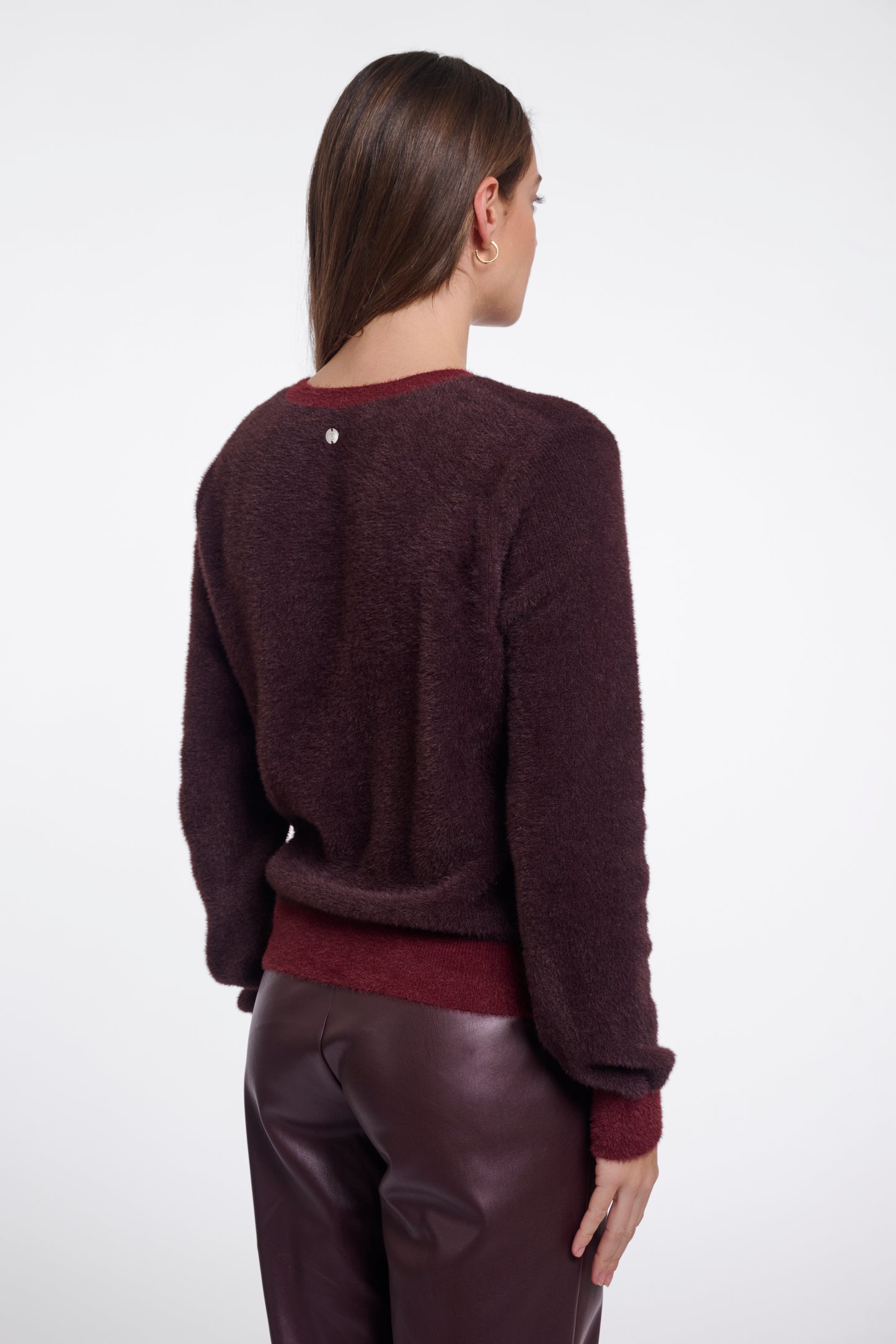 Pullover Rino&Pelle Keath long sleeve V-neck - Fudge sangria