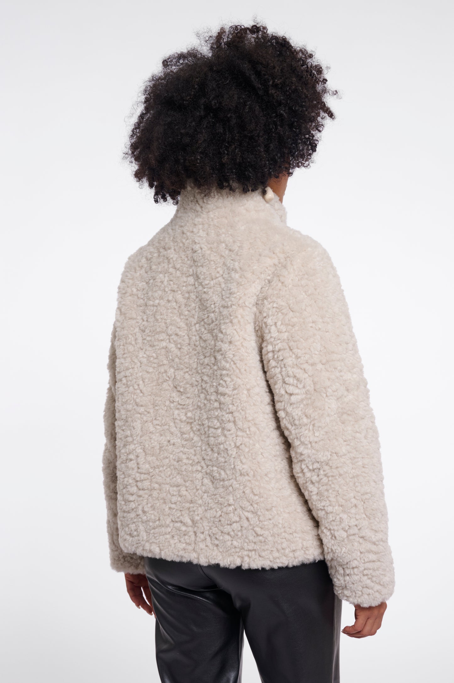 Jas Rino&Pelle Faux fur jacket with high neck Birch