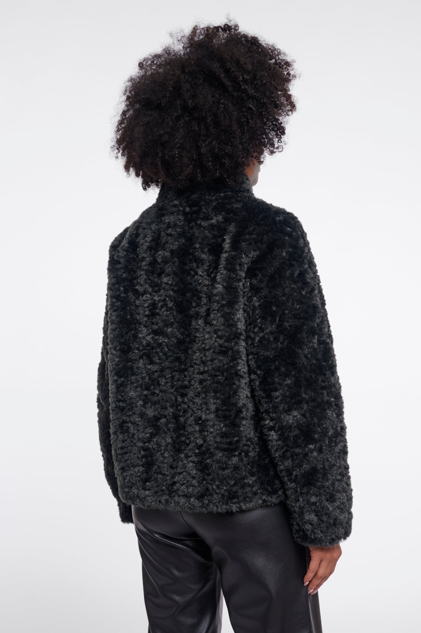 Jas Rino&Pelle Faux fur jacket with high neck Urban Teal