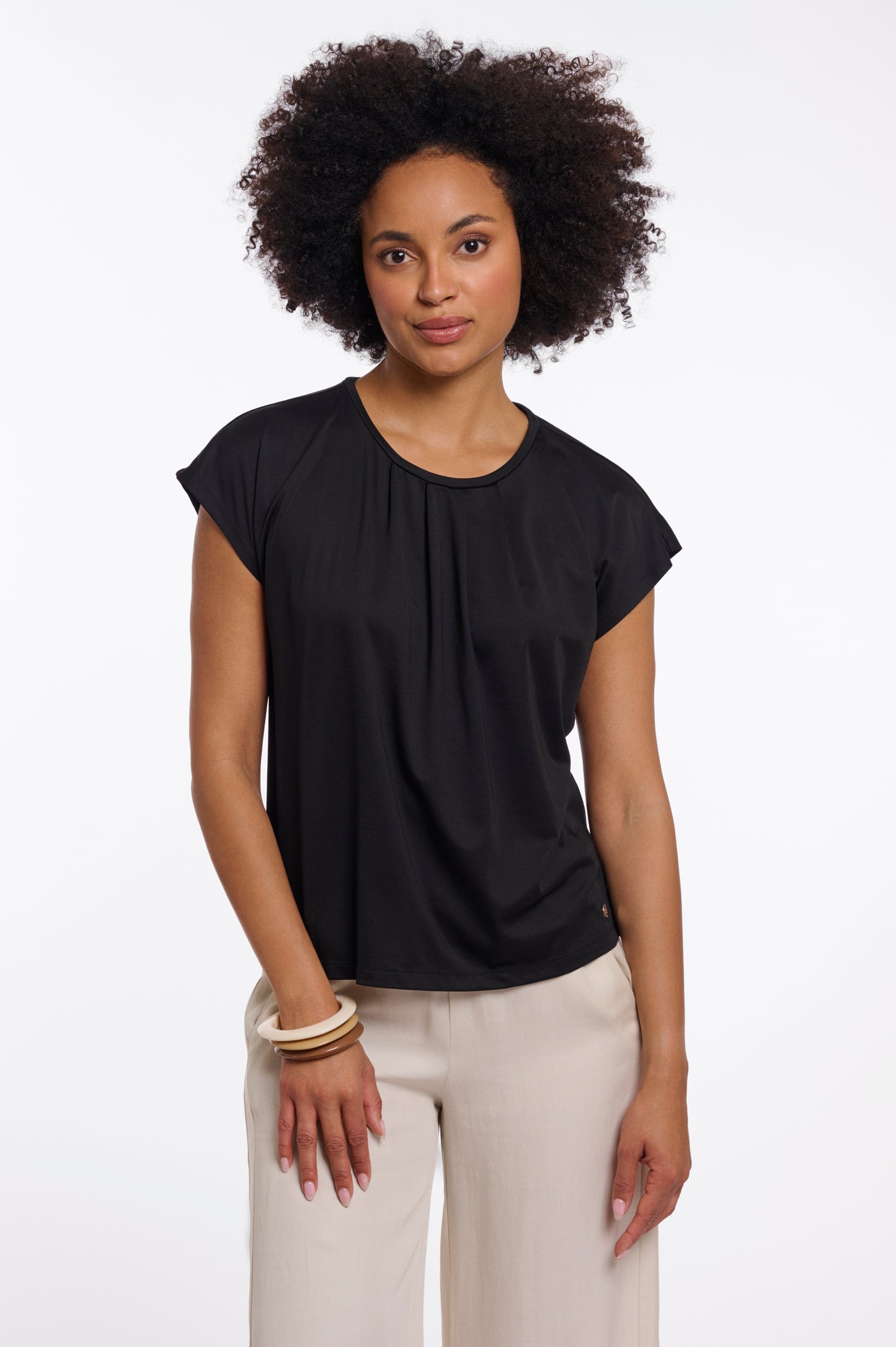 Top Rino&Pelle Ladonna short sleeve top with pleating detail - Black