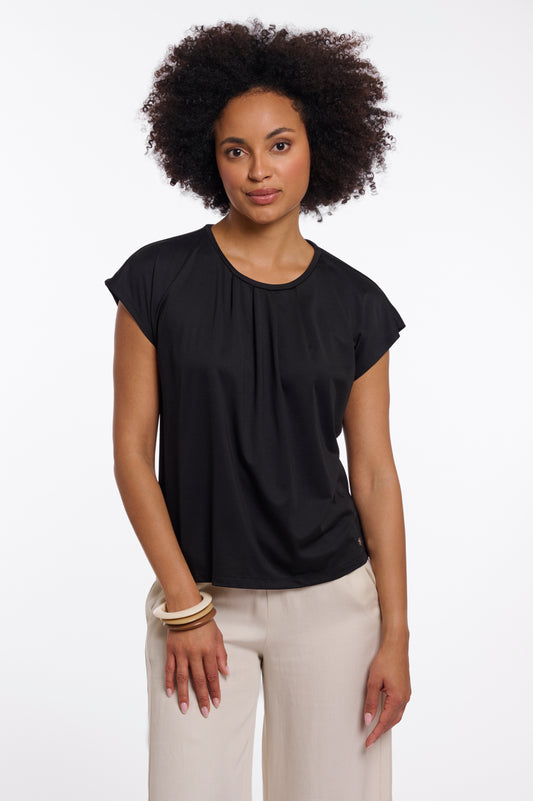 Top Rino&Pelle Ladonna short sleeve top with pleating detail - Black