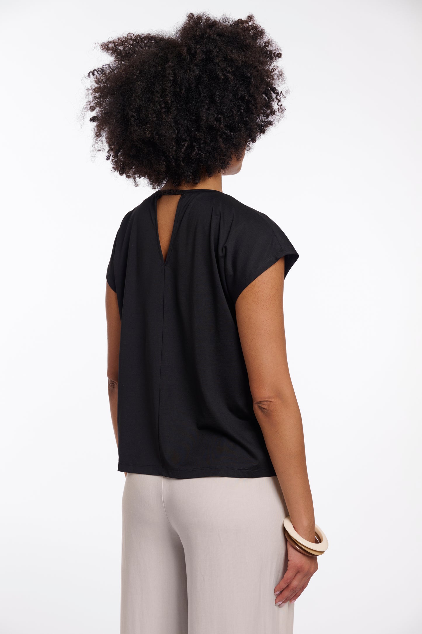 Top Rino&Pelle Ladonna short sleeve top with pleating detail - Black