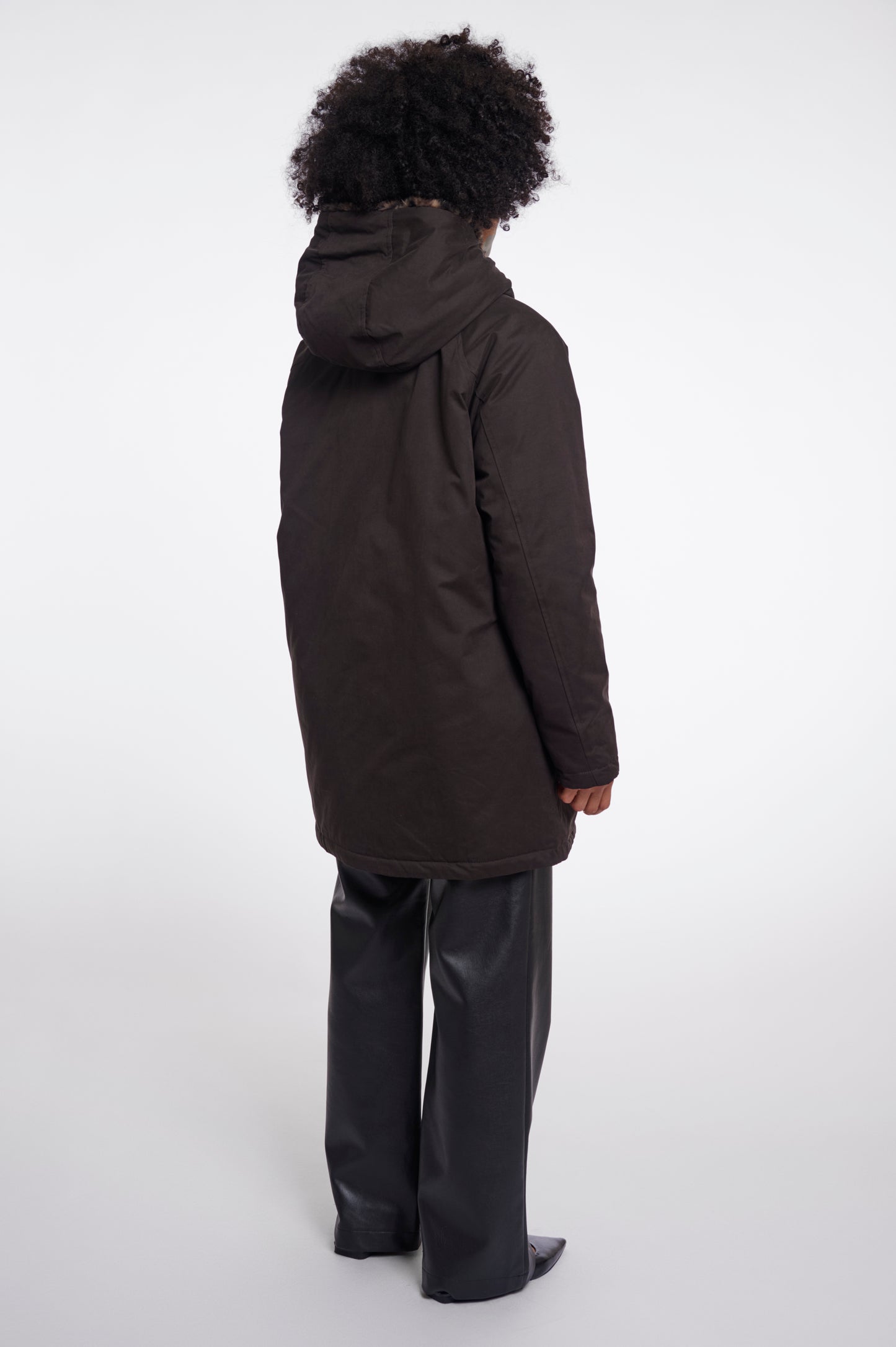 Jas Rino&Pelle Lindy medium length parka with hood -  Peated and brown leopard