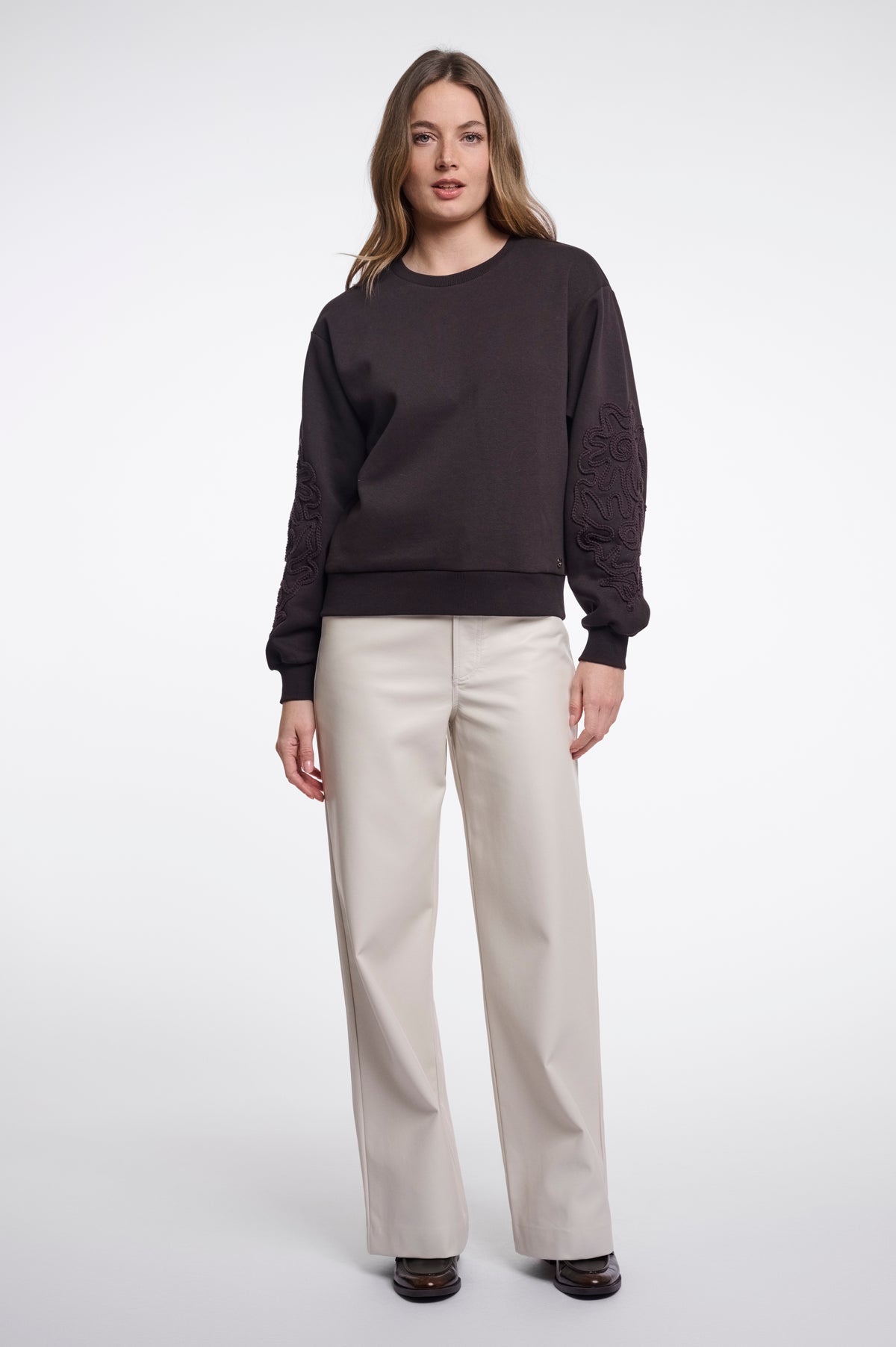 Sweater Rino&Pelle Manar crew neck sweater  - Coffee roast