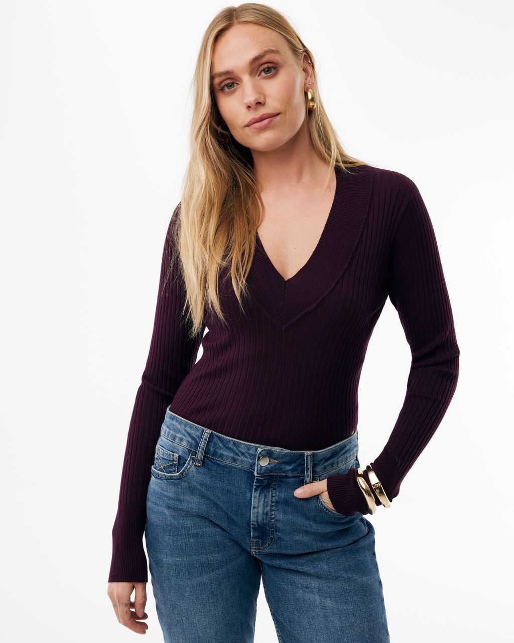 Jumper Mexx Willow V-neck - Burgundy