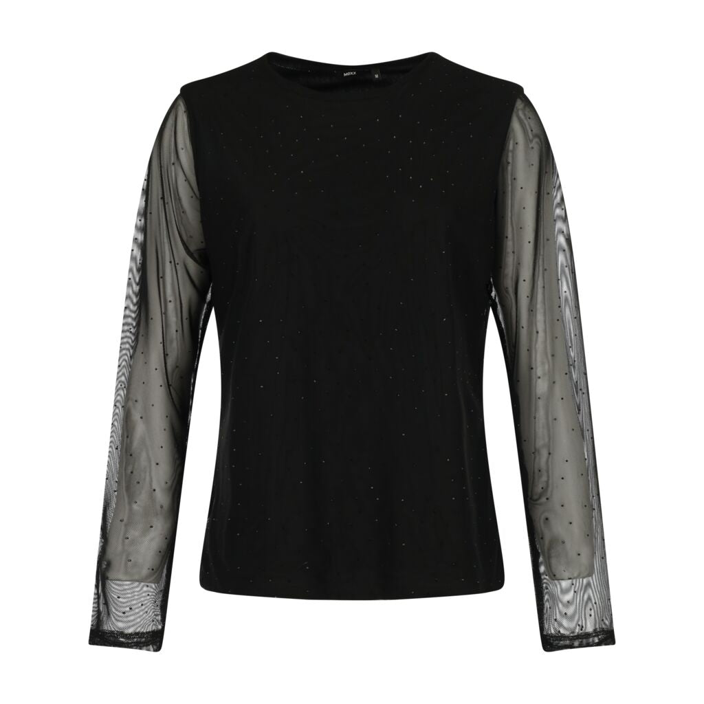 Blouse Mexx emeblished mesh top - Black