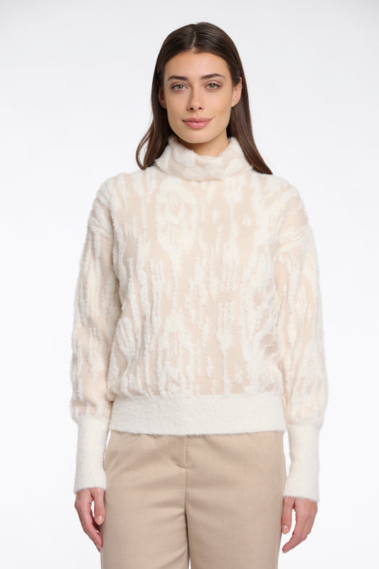 Trui Rino&Pelle Naura boxy turtleneck - Birch snow zebra
