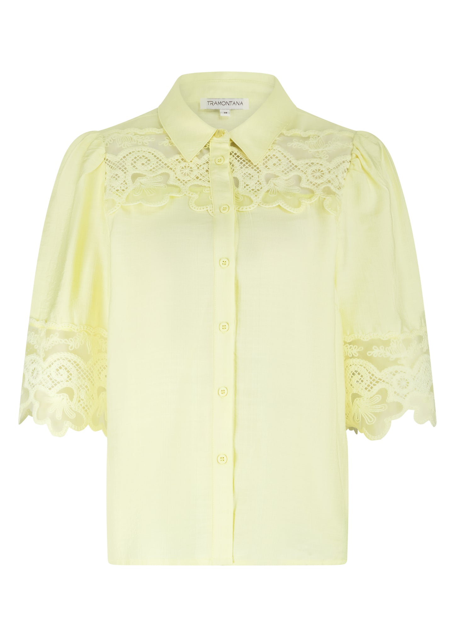 Blouse Tramontana lace details - Celery