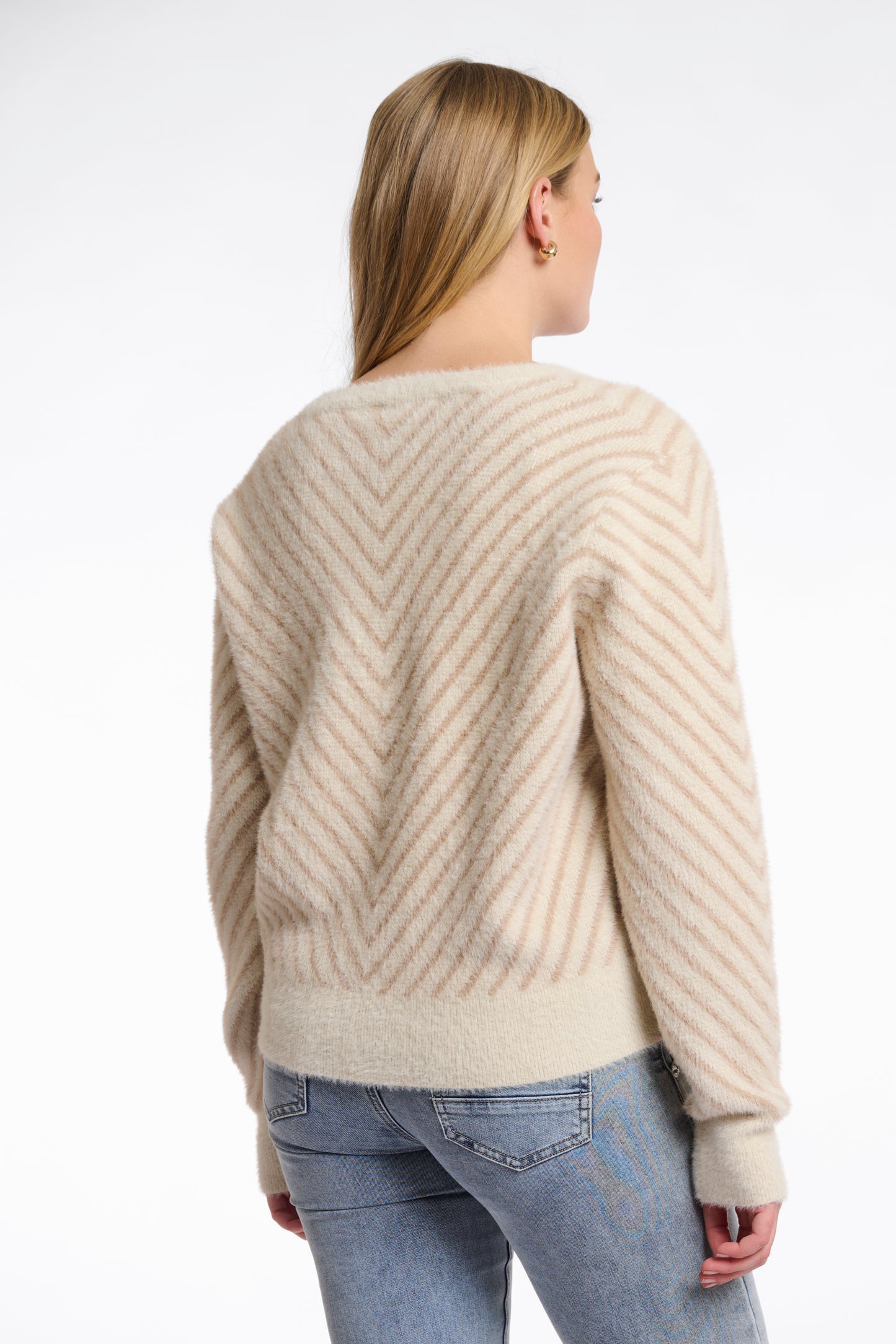 Trui Rino&Pelle Raffi knitted V-neck sweater - Birch oat