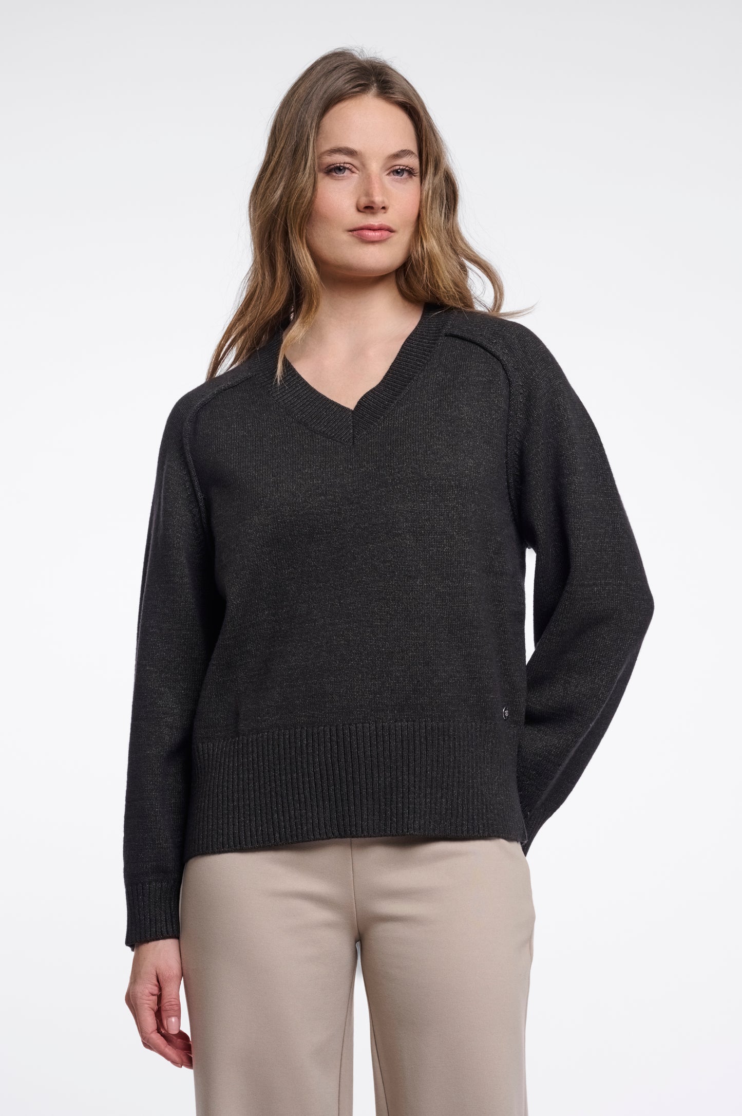 Trui Rino&Pelle Riana V-neck pullover - Hunter olive