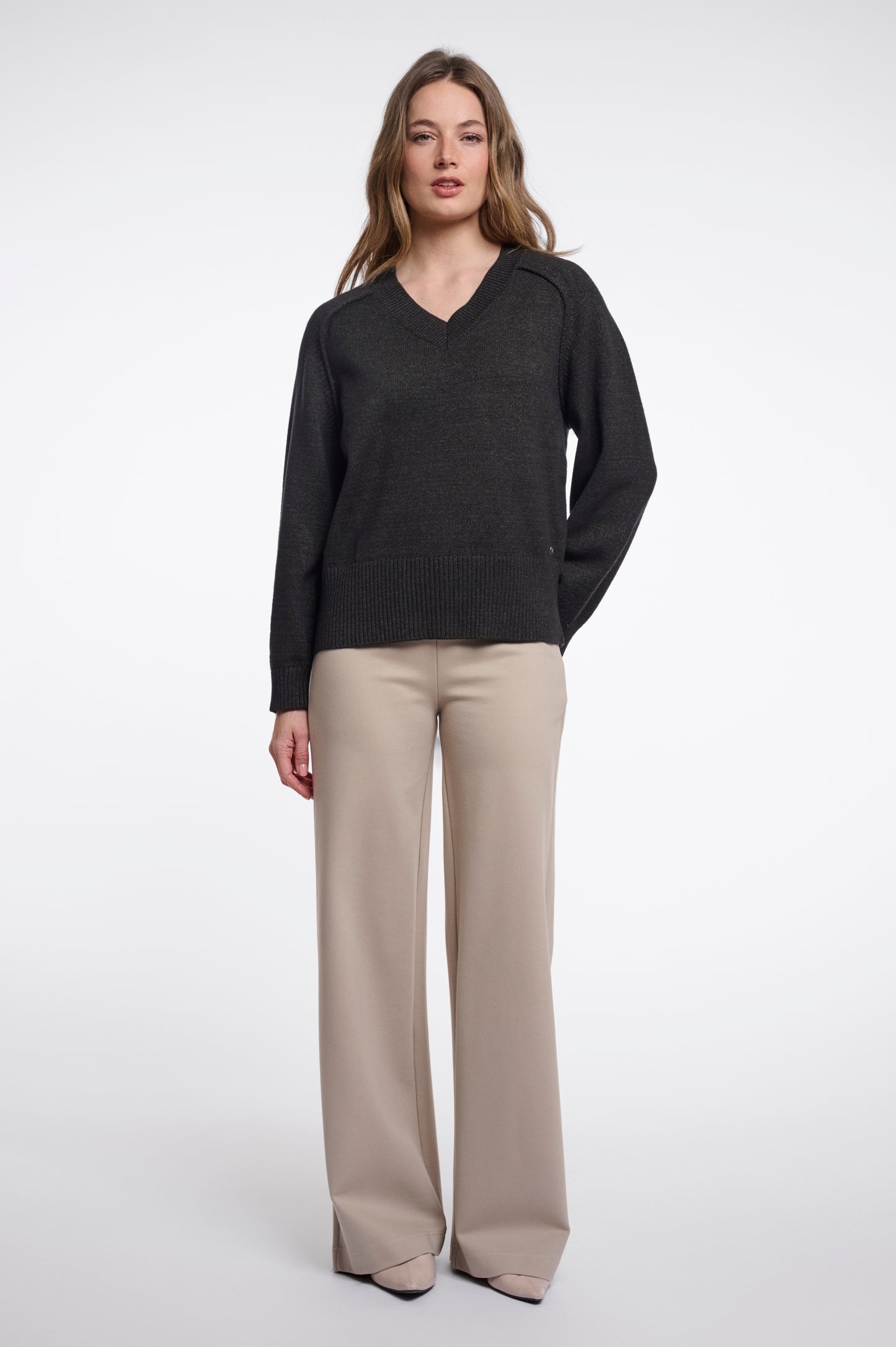 Trui Rino&Pelle Riana V-neck pullover - Hunter olive
