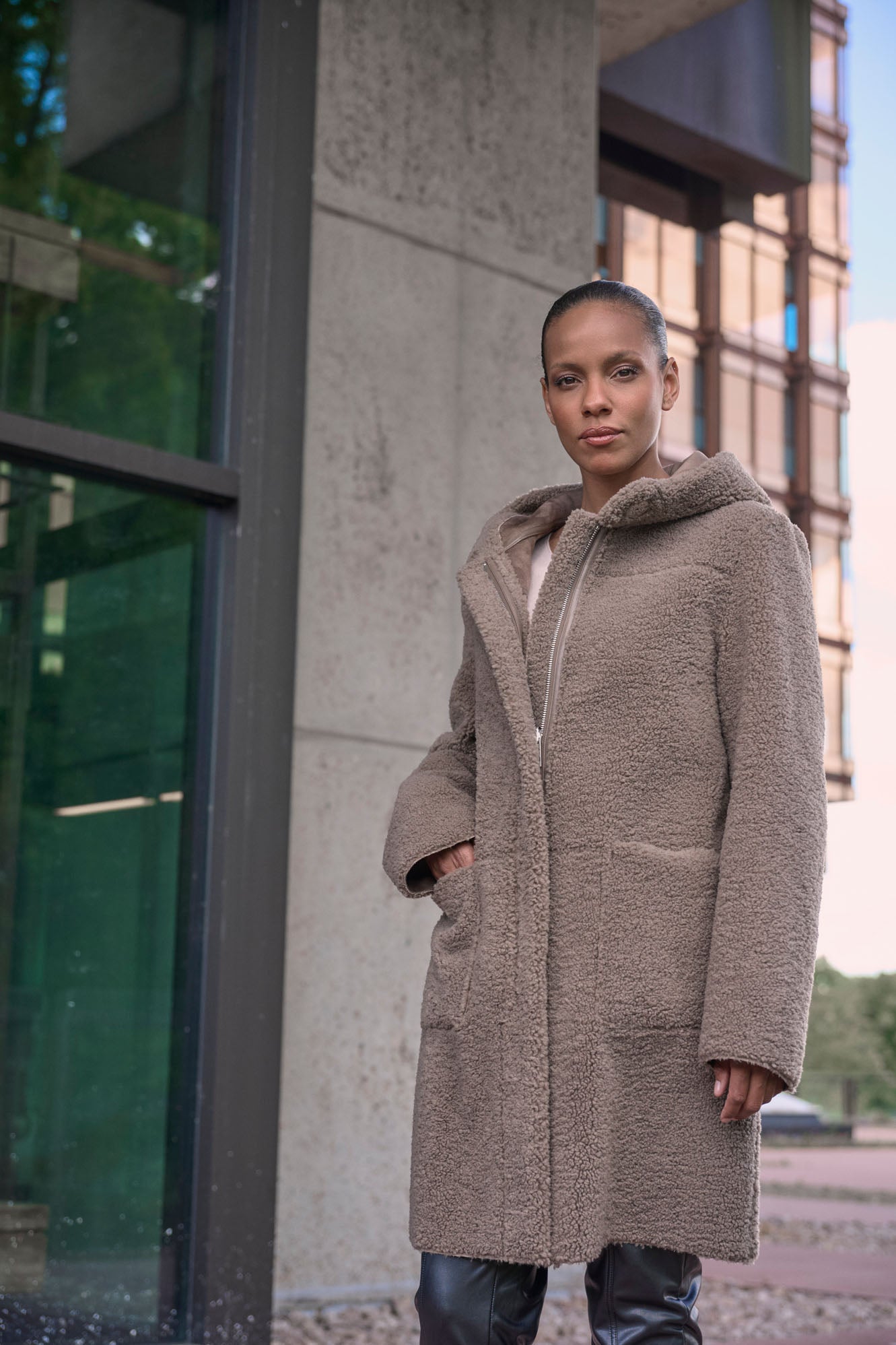 Jas Rino&Pelle reversible hooded coat kleur Toffee