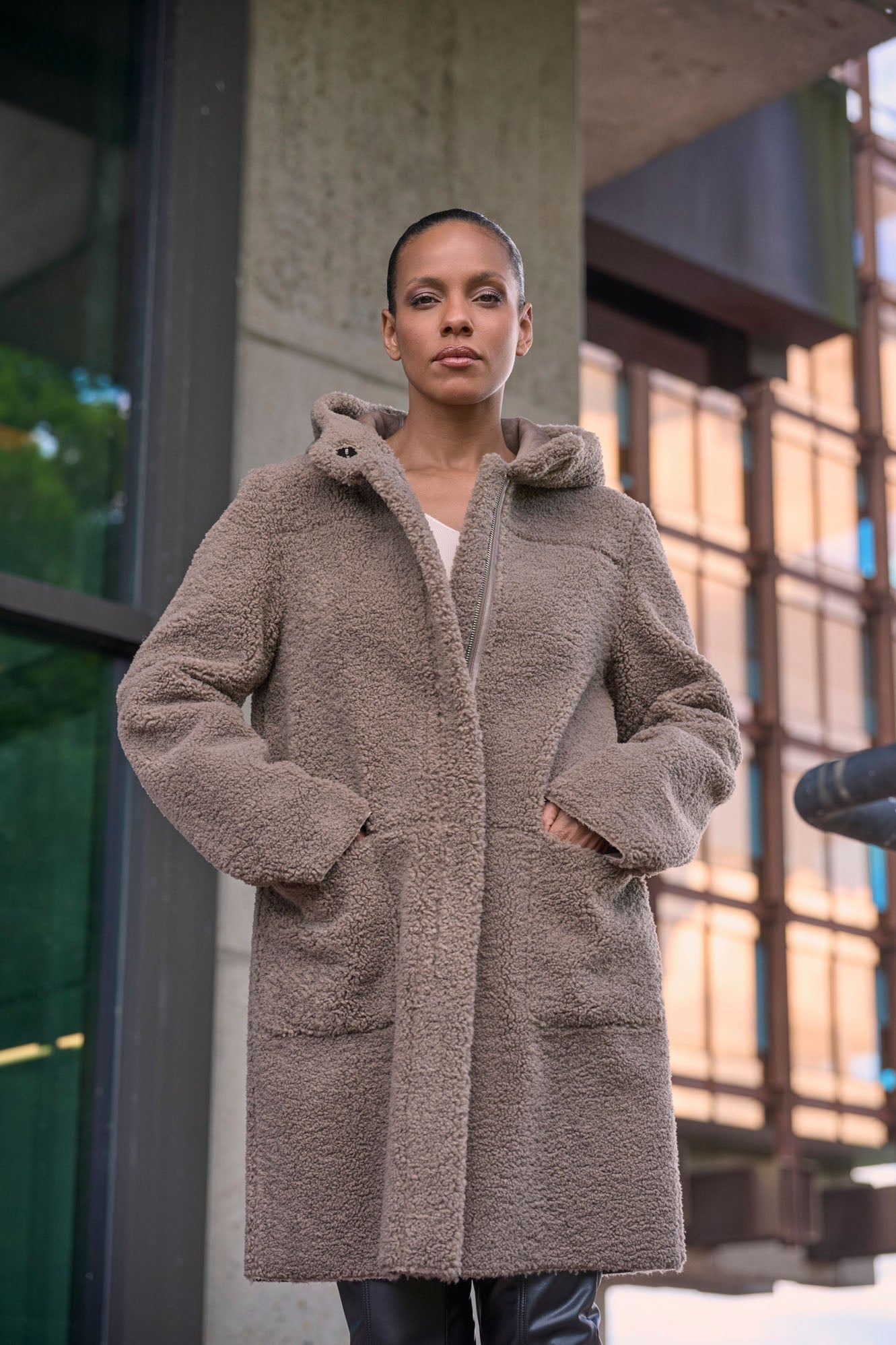 Jas Rino&Pelle reversible hooded coat kleur Toffee