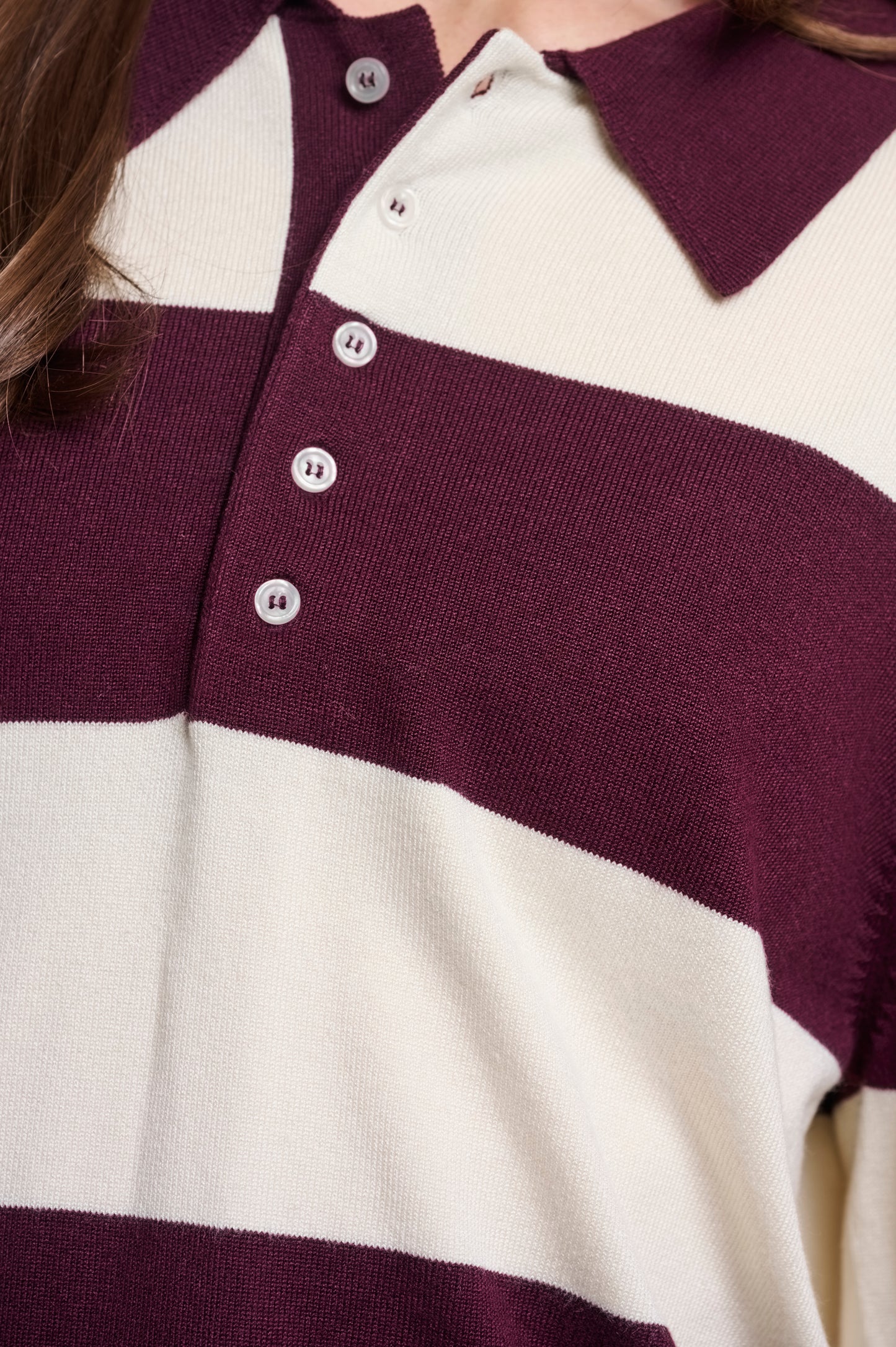 Polo Rino&Pelle Roul long sleeve - Sangria/Snow white