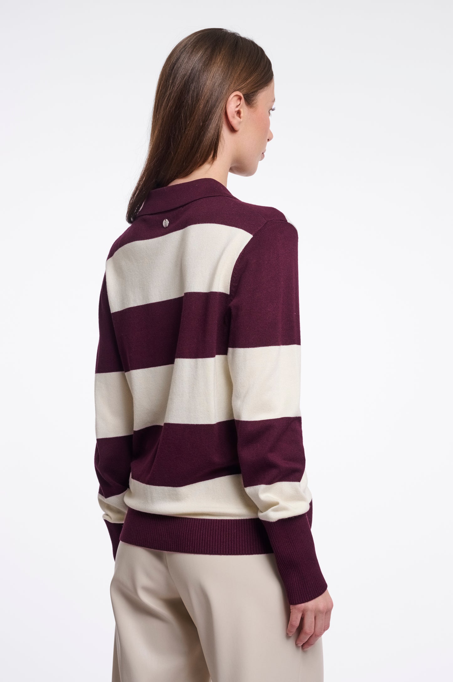 Polo Rino&Pelle Roul long sleeve - Sangria/Snow white