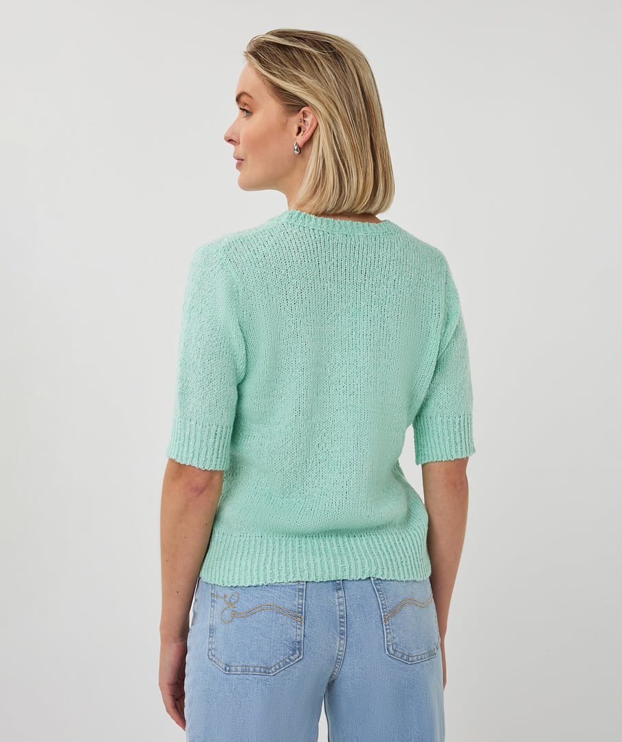 Sweater Esqualo short slve sequins - Light mint